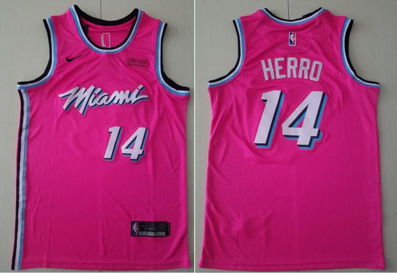 Men Miami Heat 14 Herro Pink Nike Game NBA Jerseys